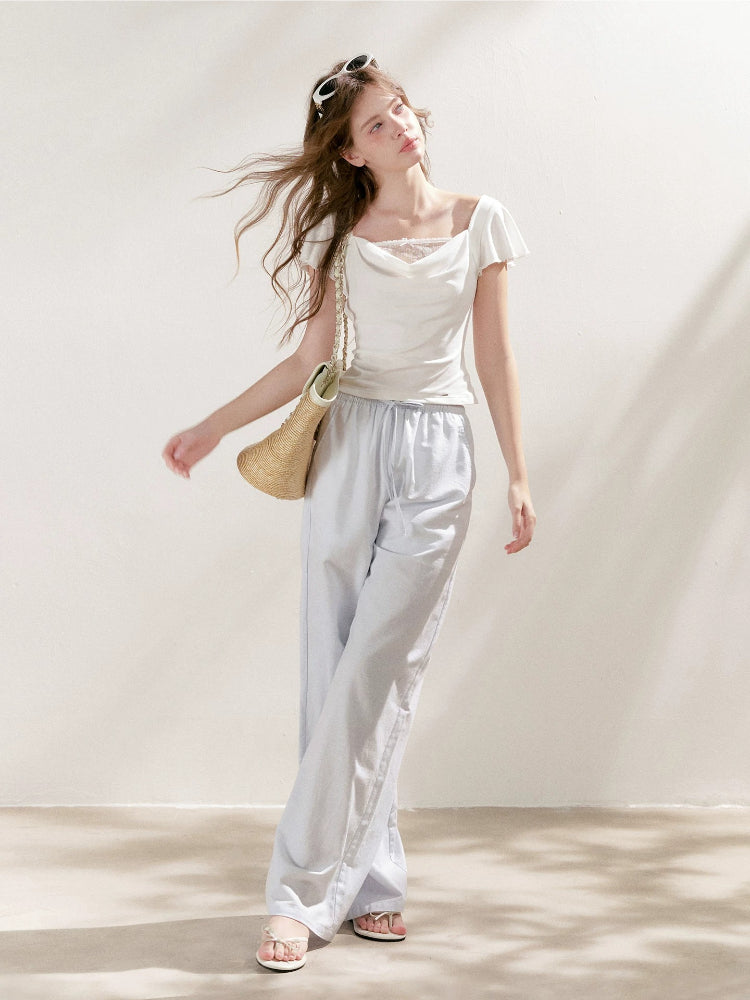 Drawstring Wide Leg Pants