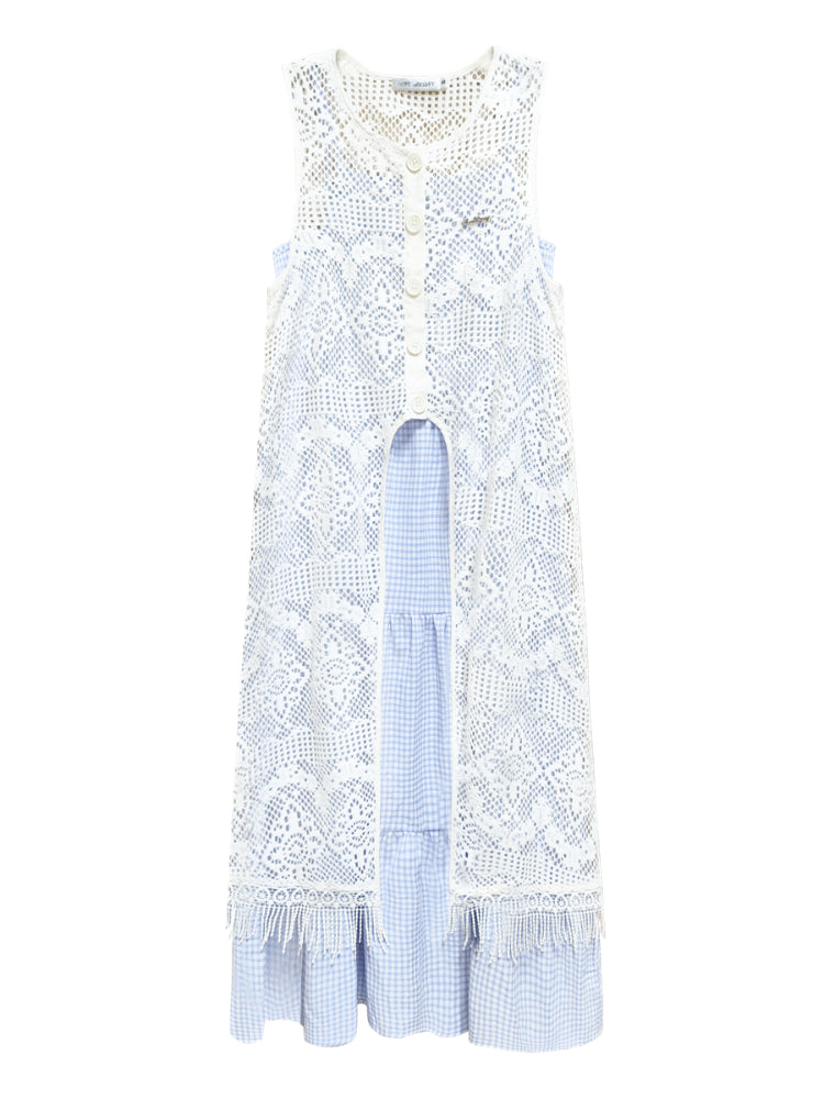 Tassel Contrast Color Dress Set