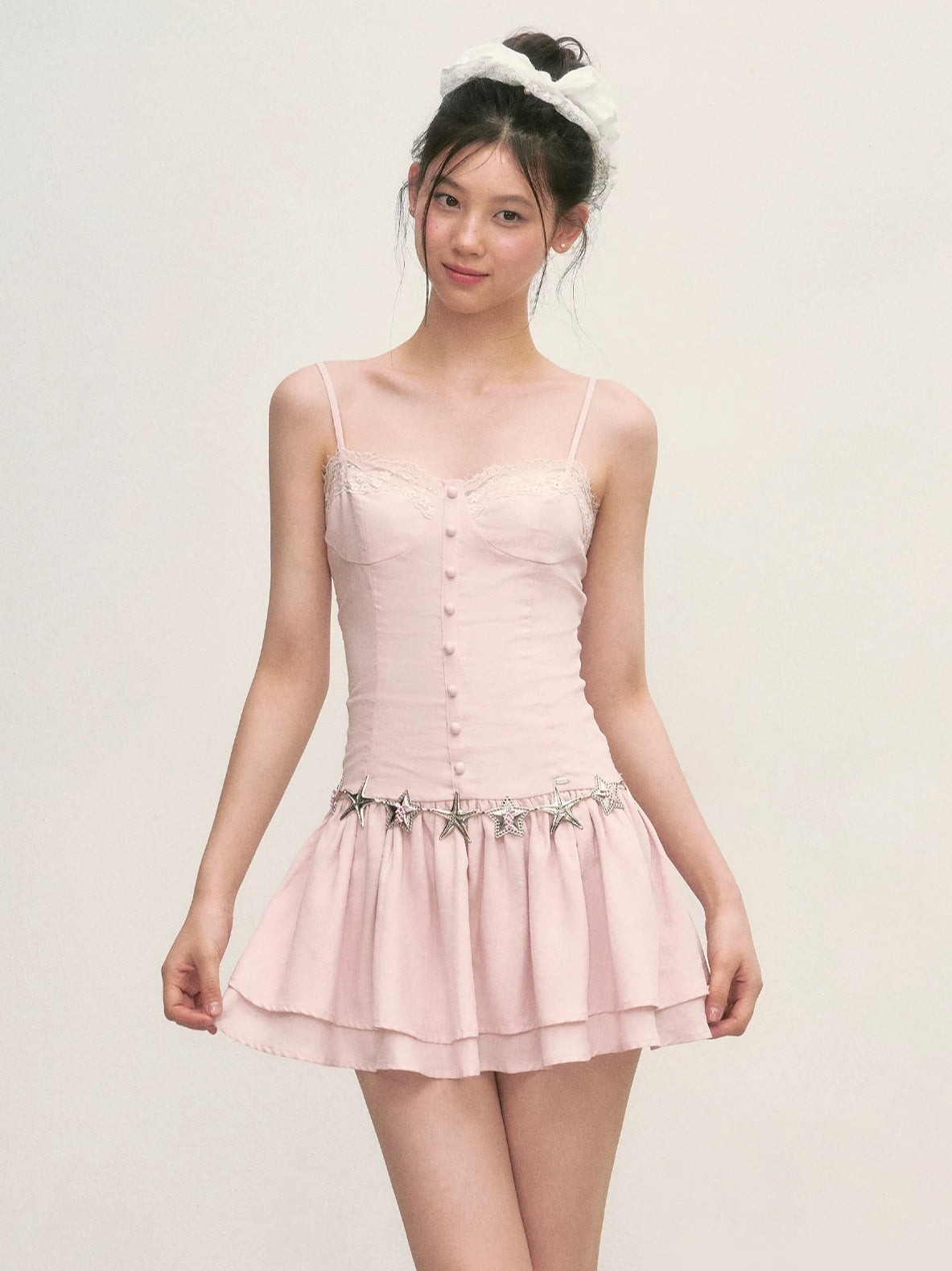 Pink Lace Cami Mini Dress