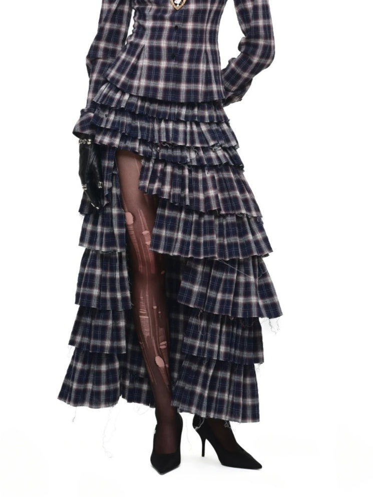 Plaid Deconstructed Maxi Skirt