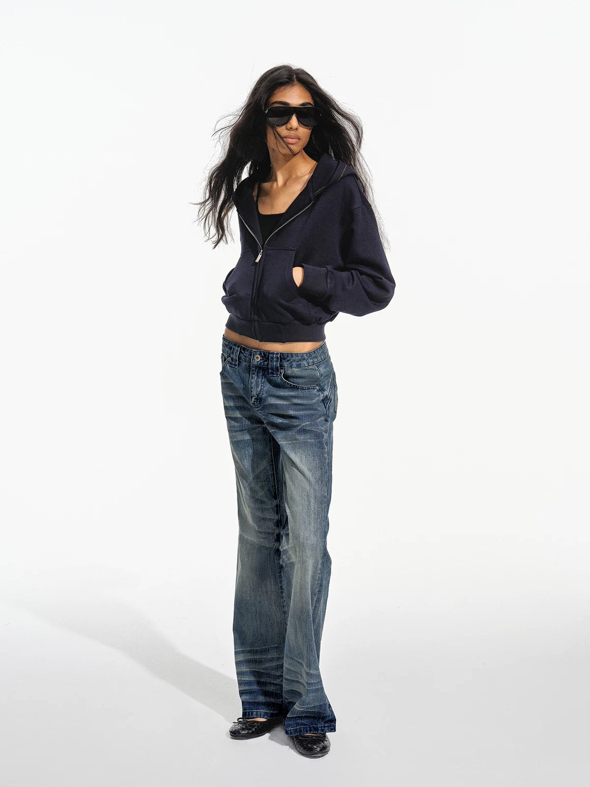 Vintage Whiskered Low Rise Jeans