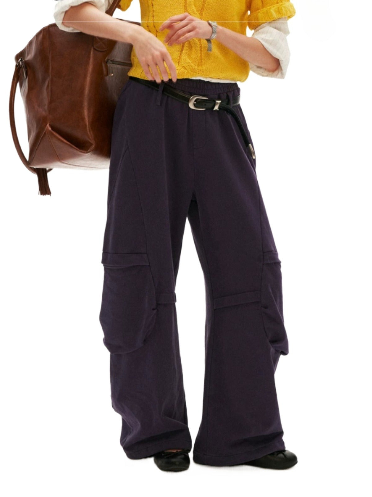 Washed Cotton Wide Leg Sweatpants