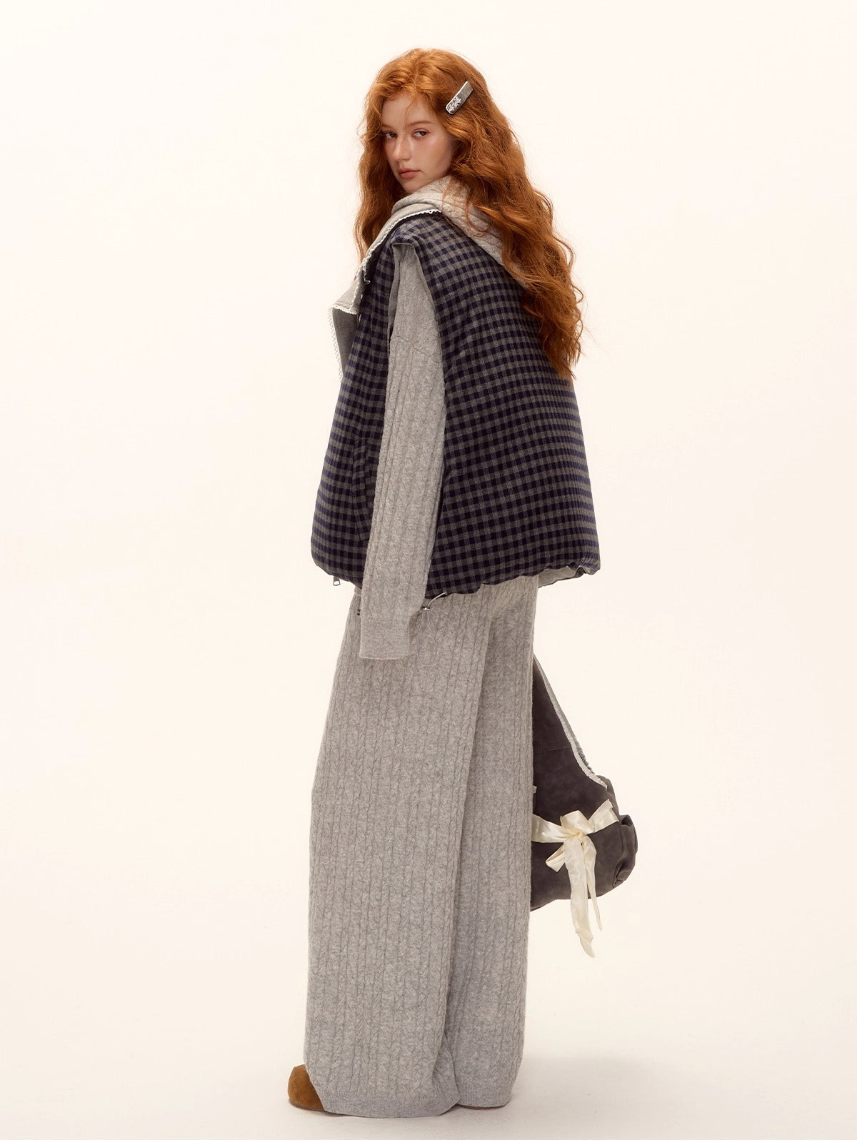 Reversible Check Lace Vest