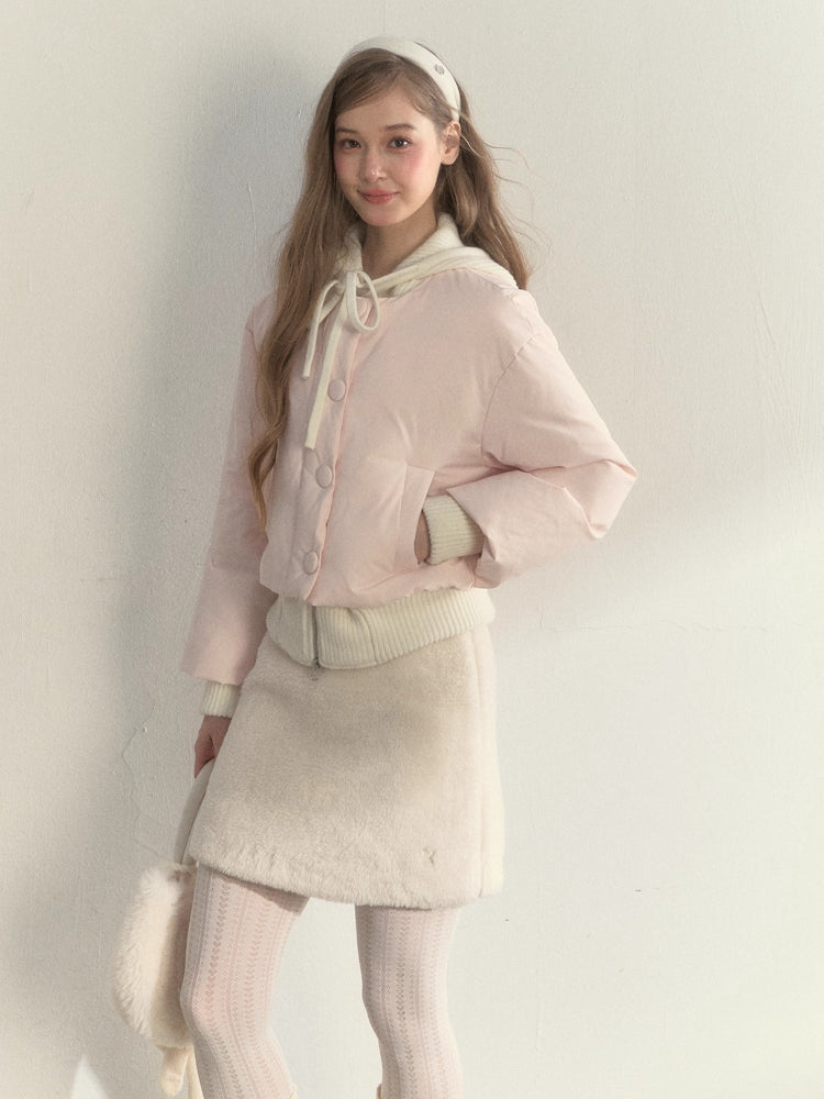 Reindeer Footprints Hooded Down Jacket