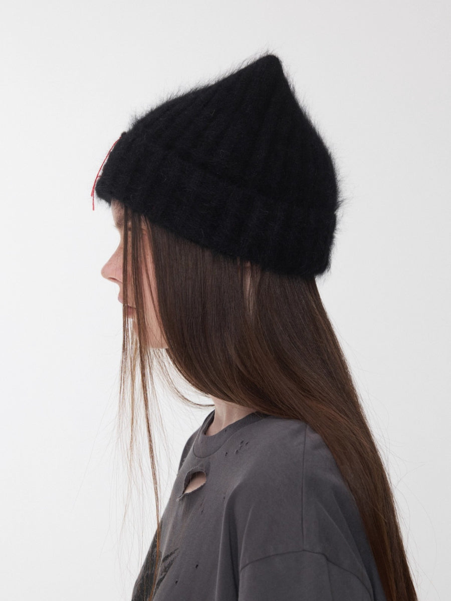 Knitted Cat-Ear Beanie with Hand-Stitched Label