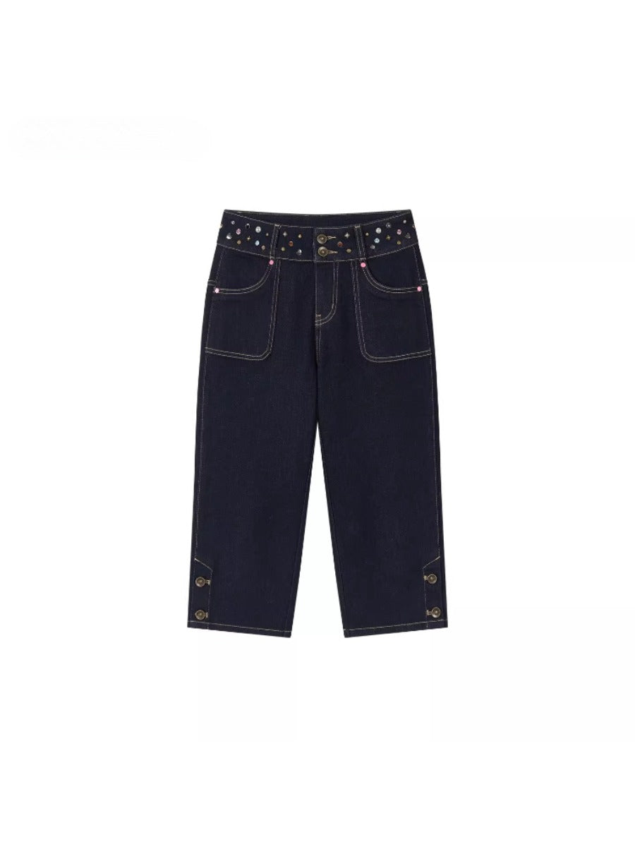 Studded Cropped Denim Pants