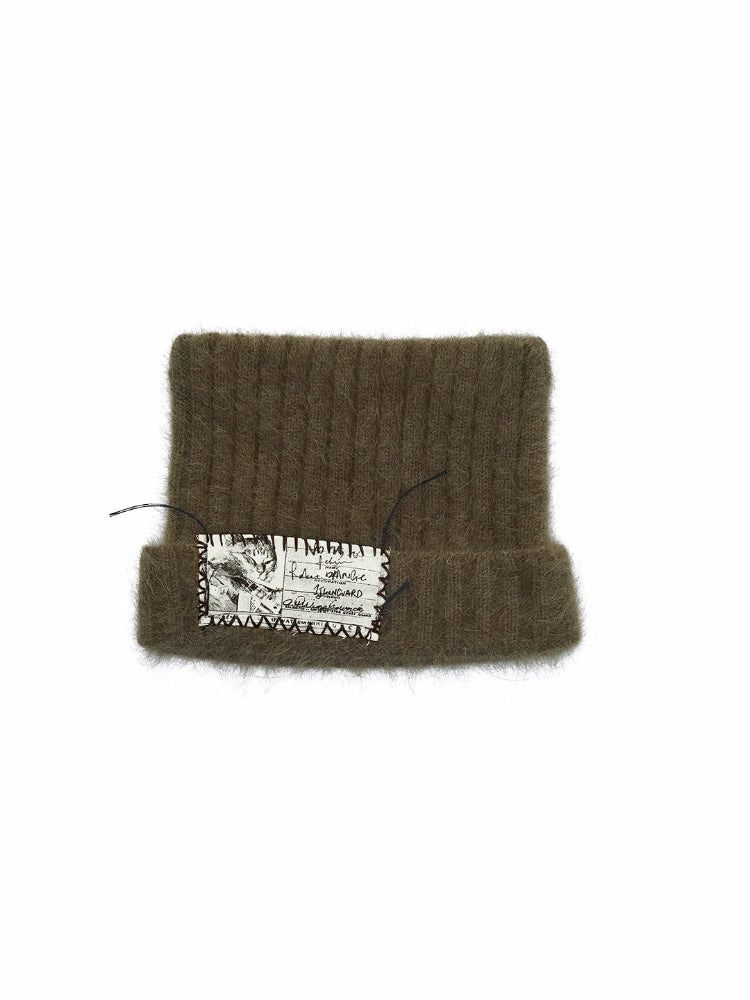 Knitted Cat-Ear Beanie with Hand-Stitched Label