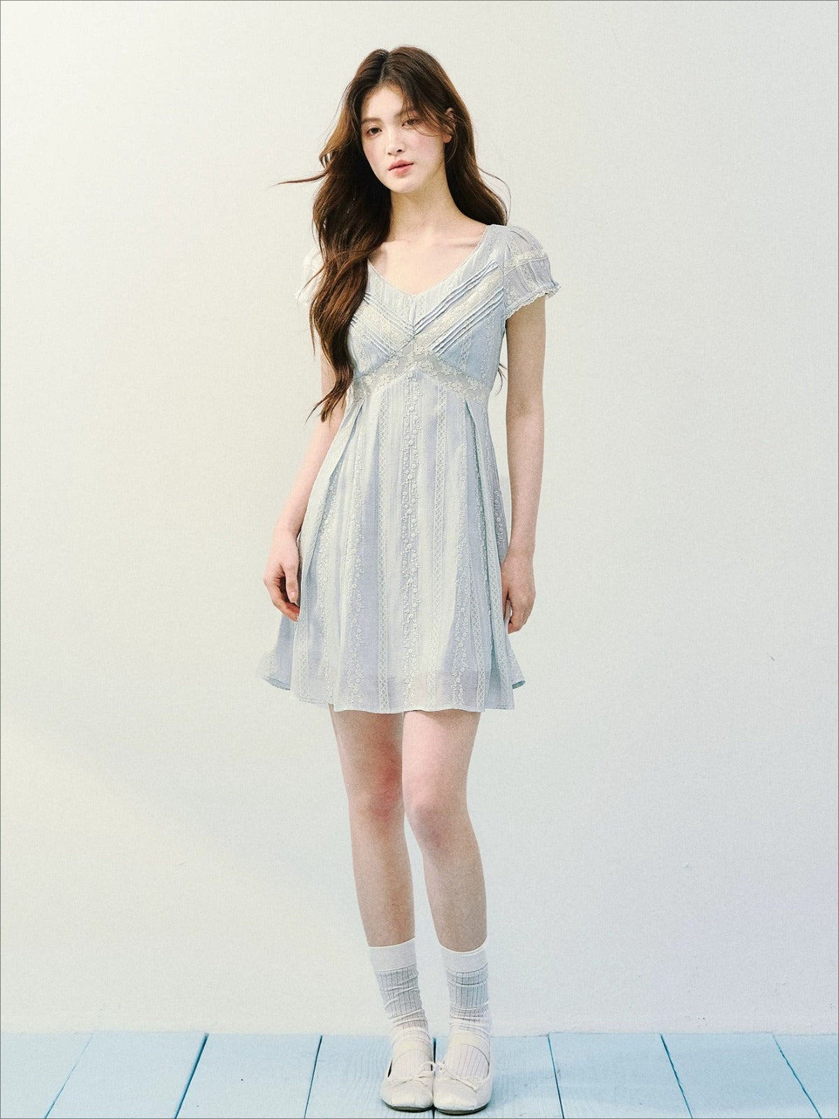 Embroidered Lace V-Neck Dress