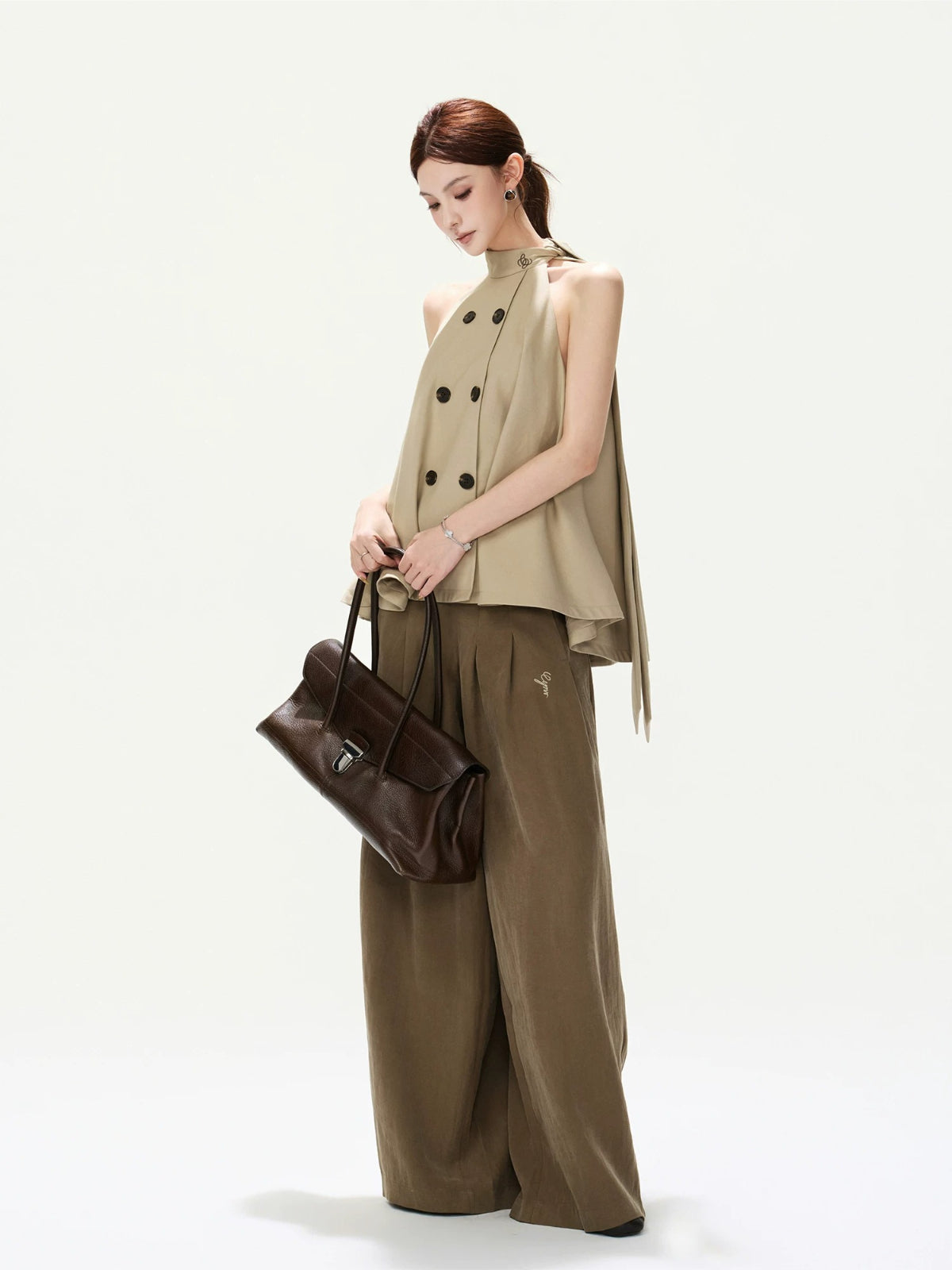 Double Button Halter Vest