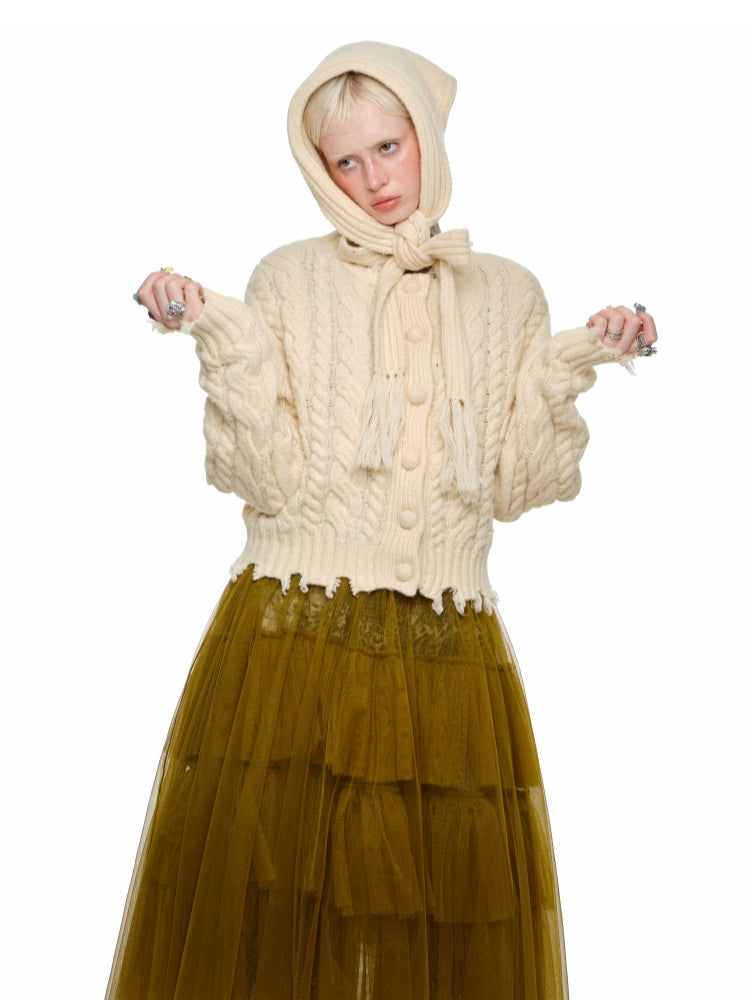 Cable Knit Cardigan & Skirt Set