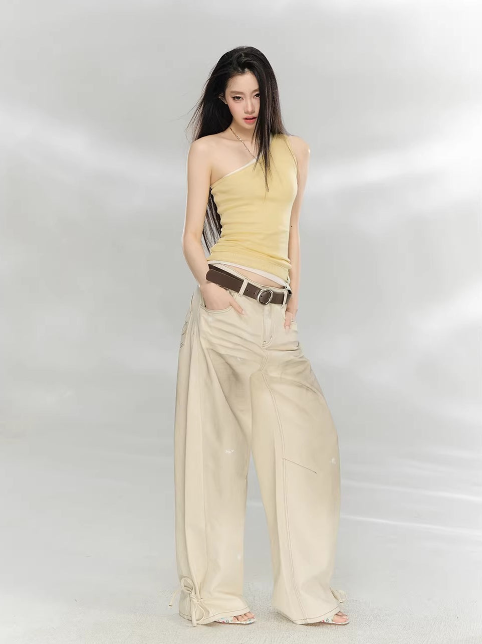 Apricot Washed Denim Pants
