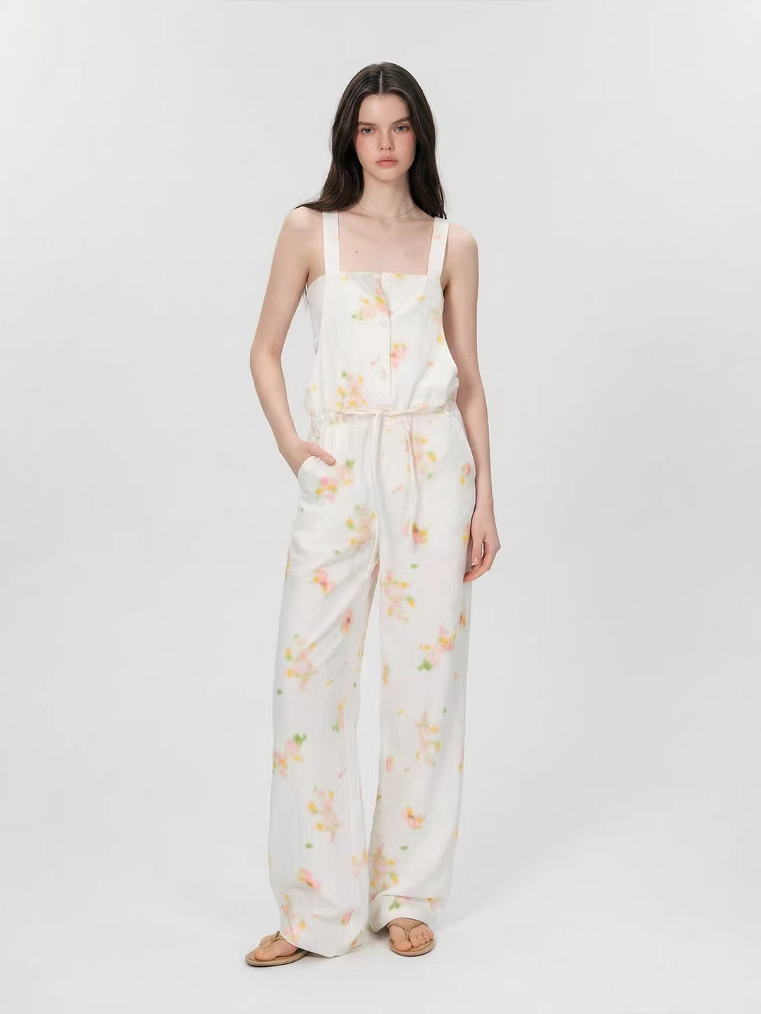 Vintage Floral Print Overalls