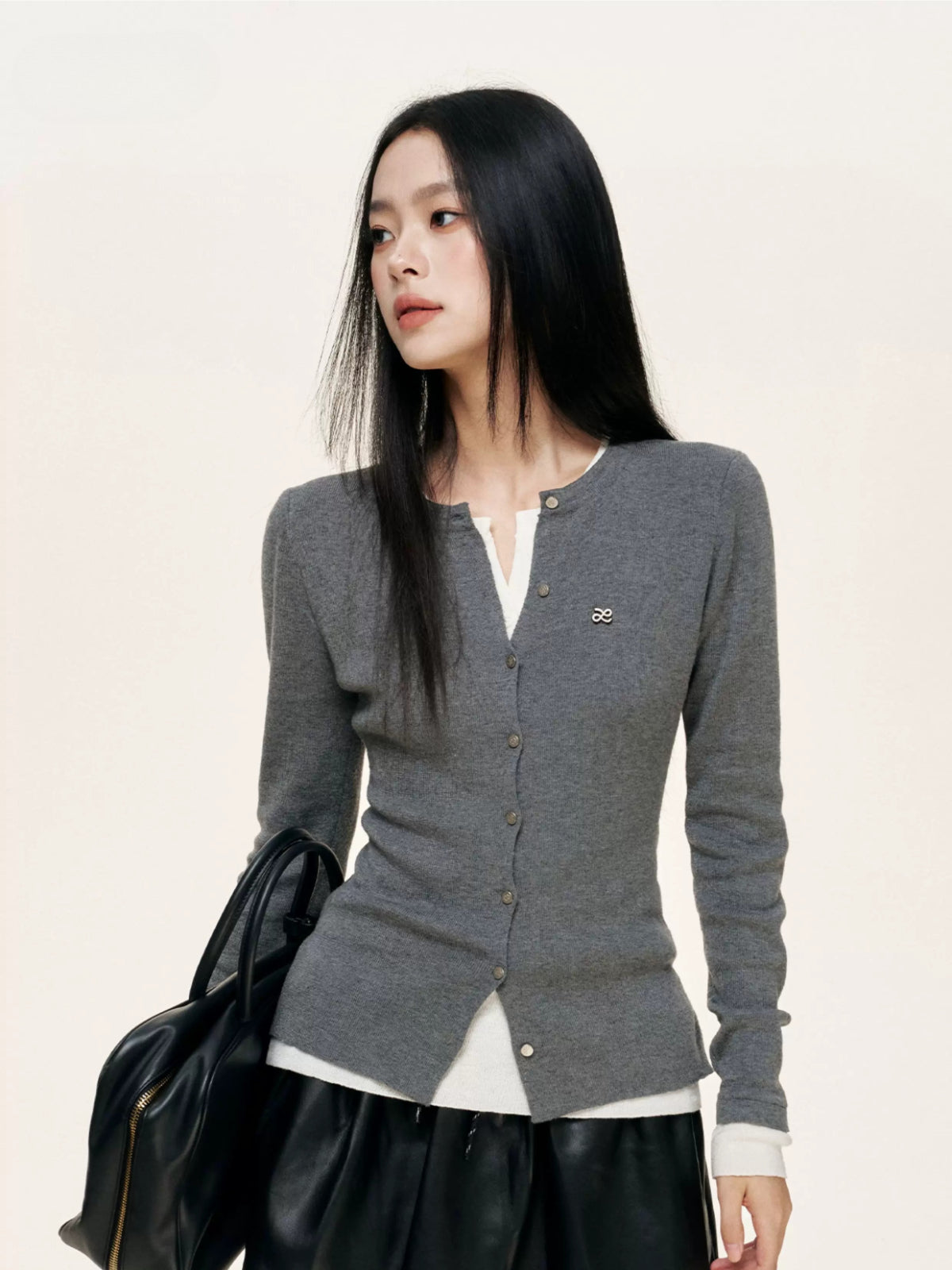 Contrast Layered Fitted Knit Top