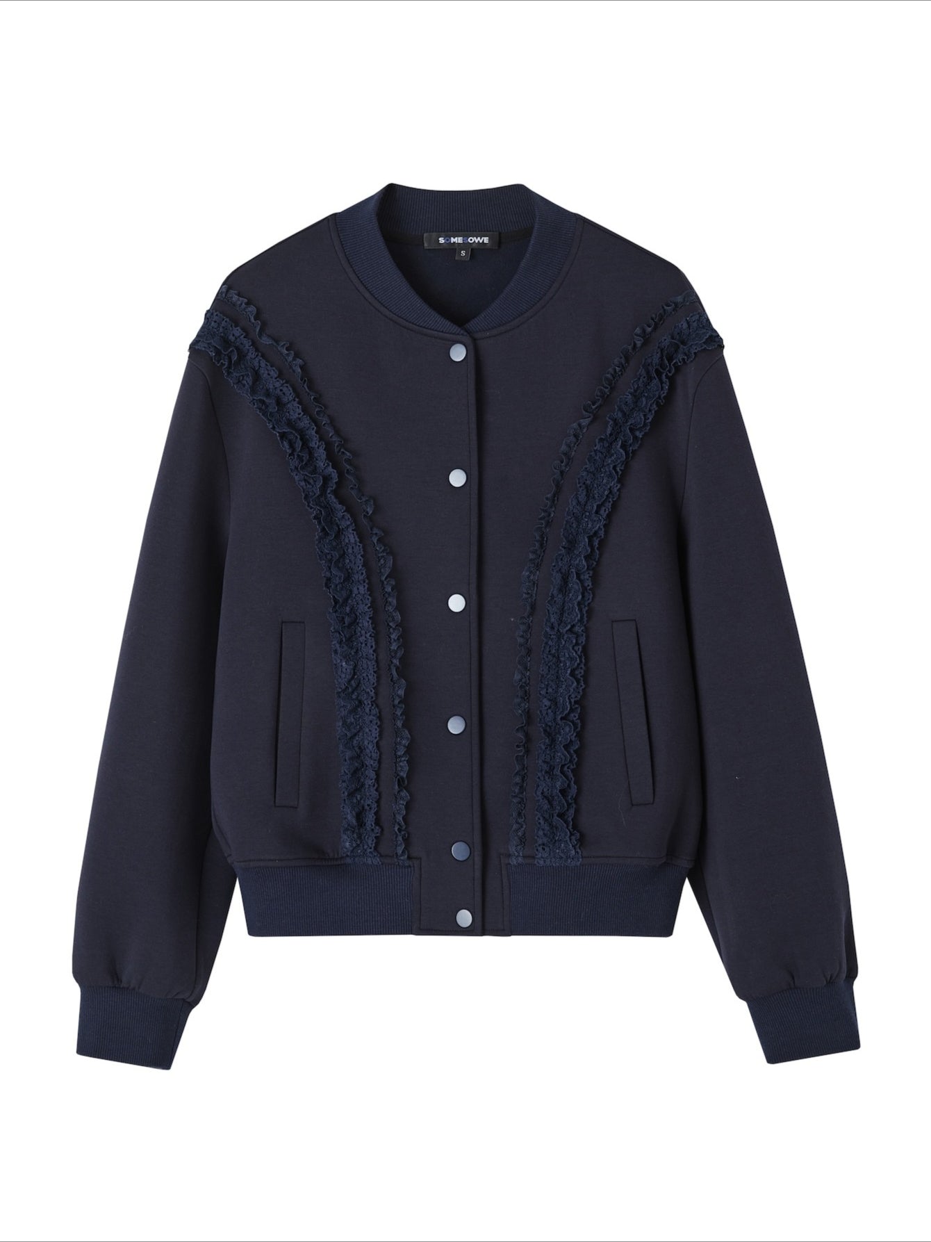 Lace‑Trim Baseball Jacket
