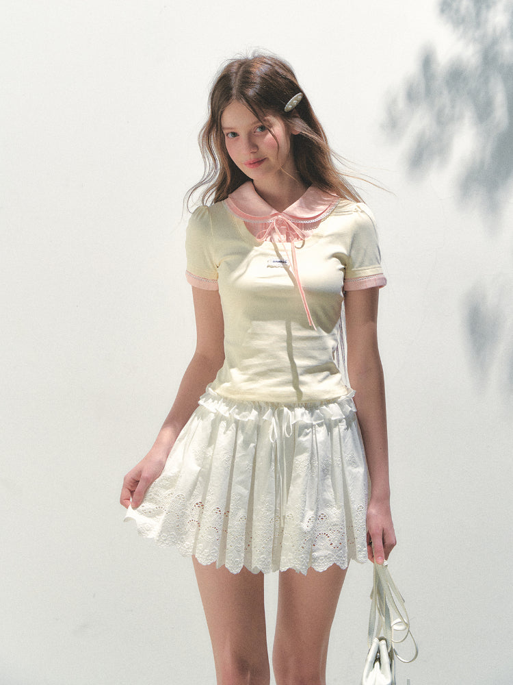 Collar Knitted Short-sleeve T-shirt