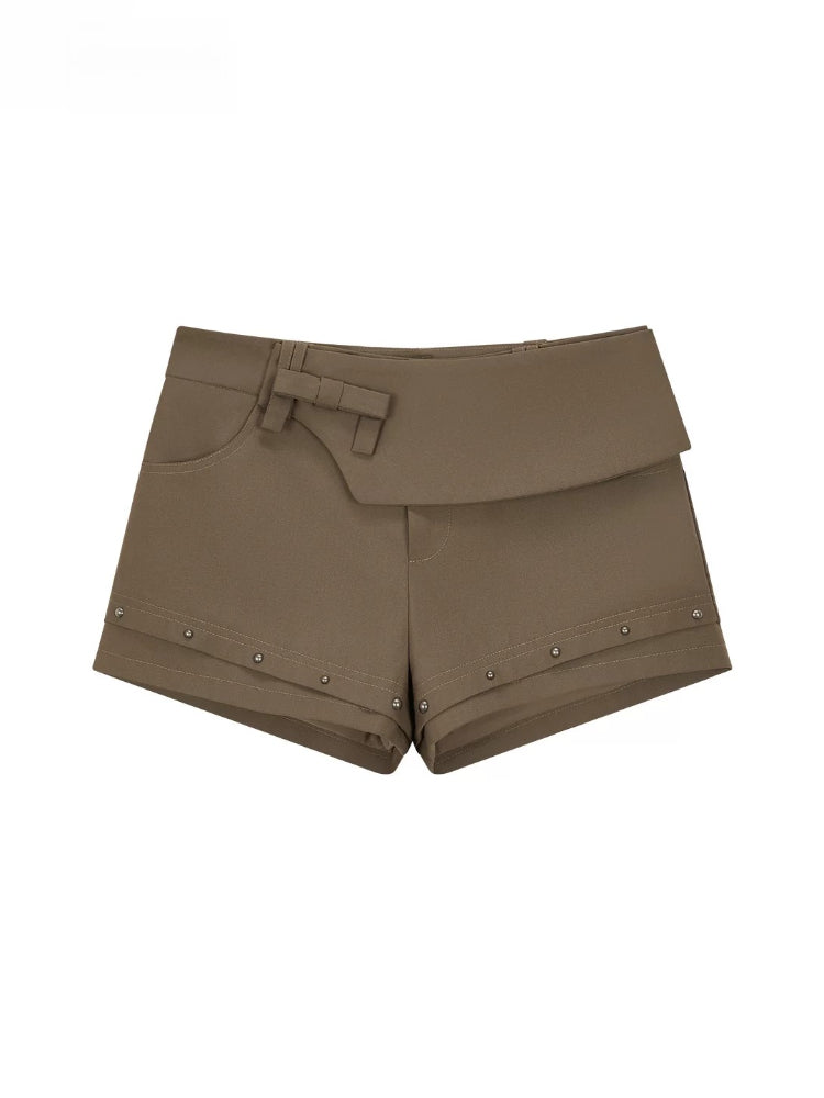 Deconstructed Studded Suit Shorts