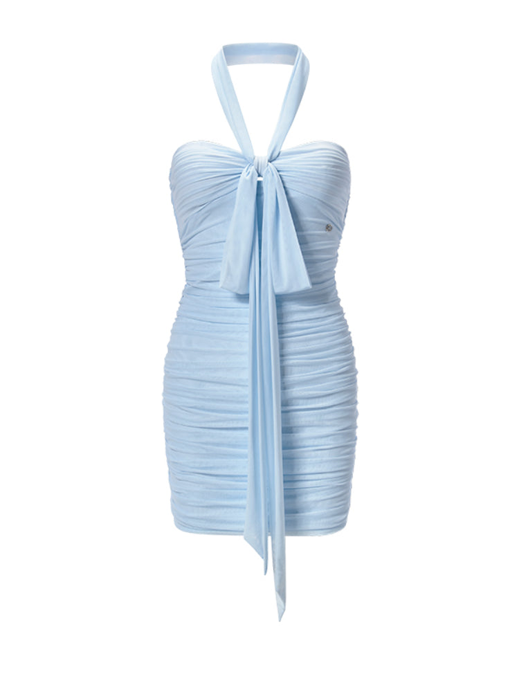 Bowknot Halter Smocked Pencil Dress