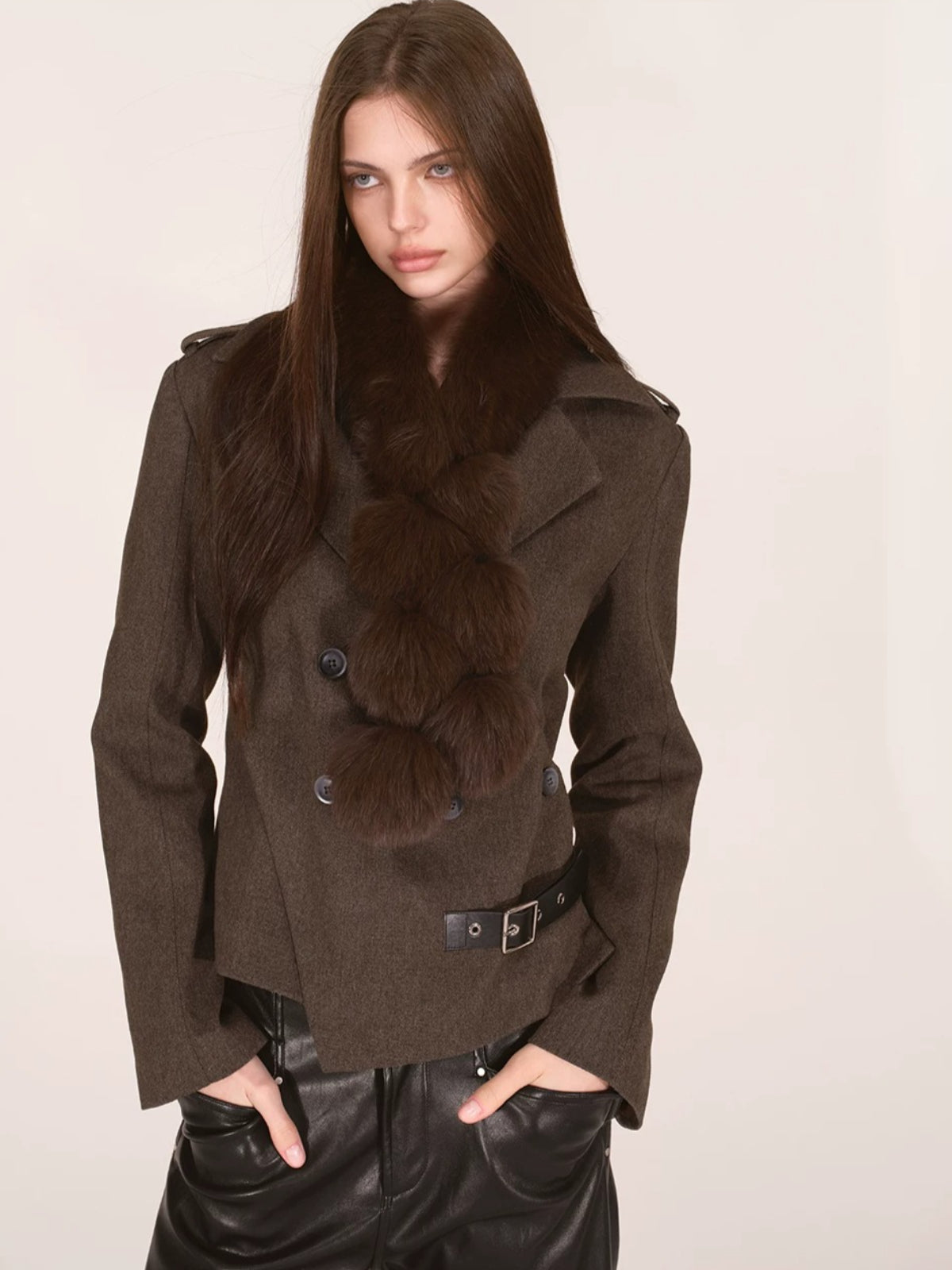 Asymmetric Buckle Tailored Blazer