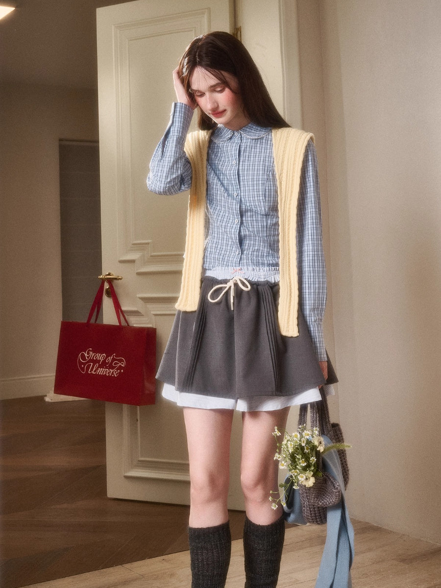“Cloud” Natural Cotton Plaid Shirt