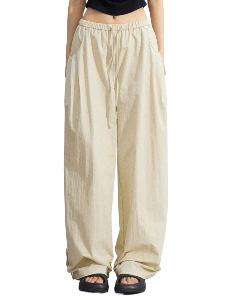Cargo Pleated Wide-Leg Pants