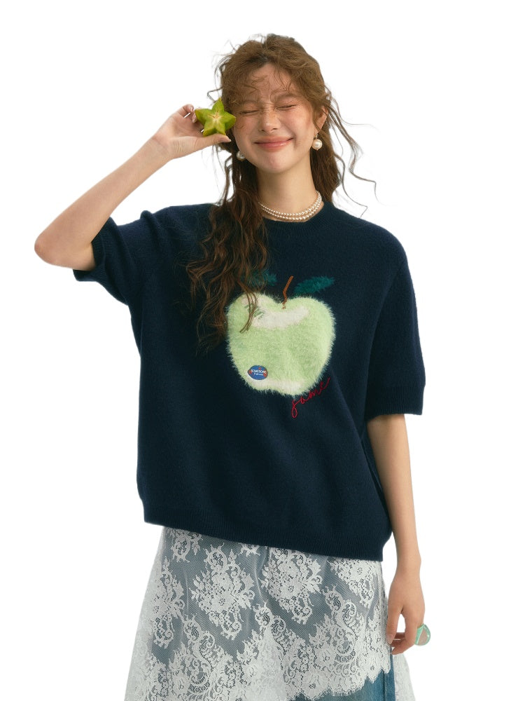 Fun Apple Short Sleeve Sweater