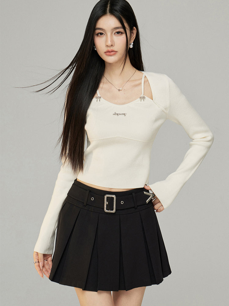 Black & White Butterfly Knot Knit Top