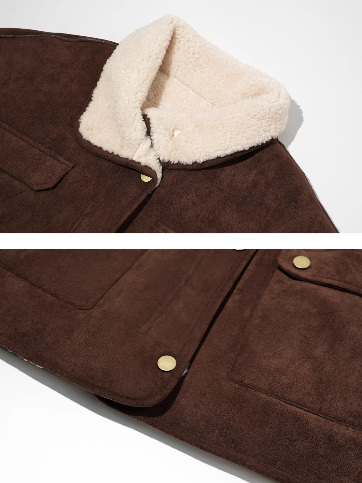 Reversible Shearling Suede Drawstring Jacket