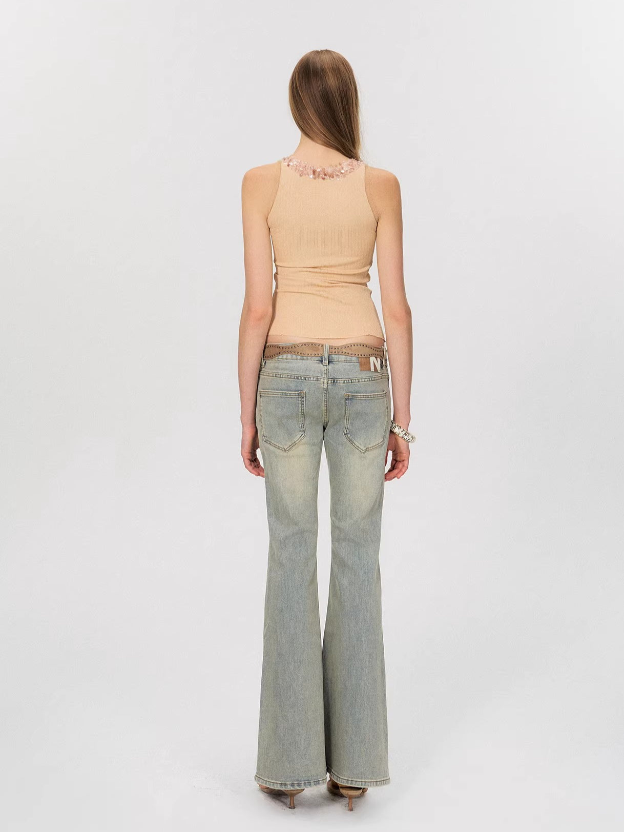 Apricot Sequin Halter Top