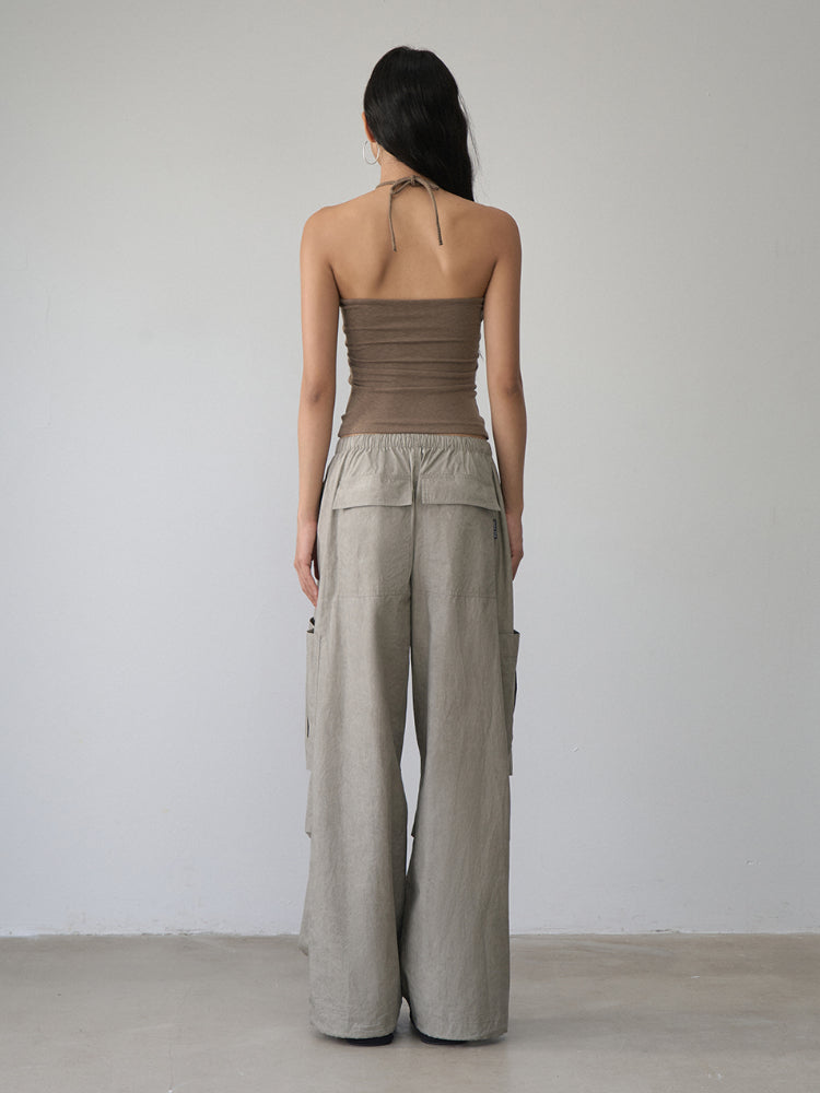 Pleated Rope-Hanging Fitted Bandeau