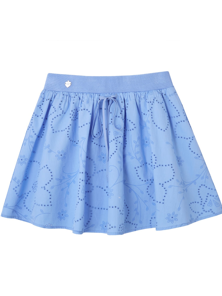 Collar Cut-Out Floral Shirt & Skirt Set