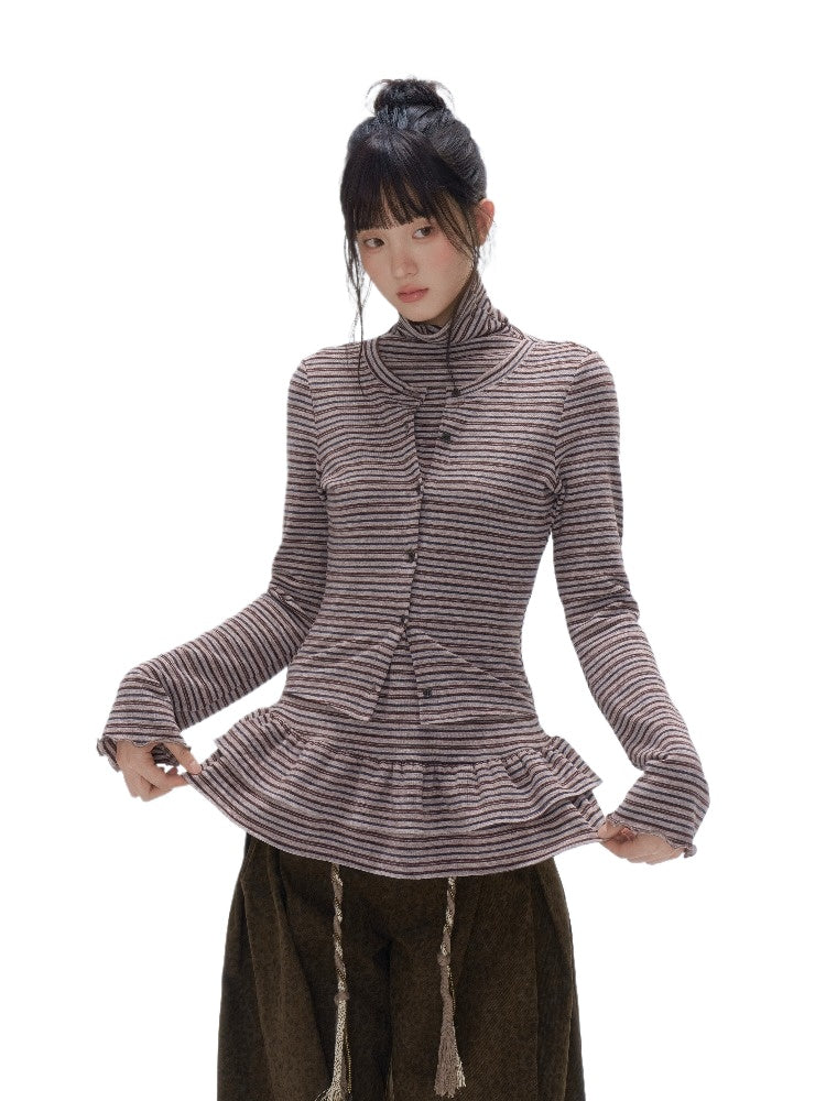 Ruffle Layered-Look Mock-Neck Top