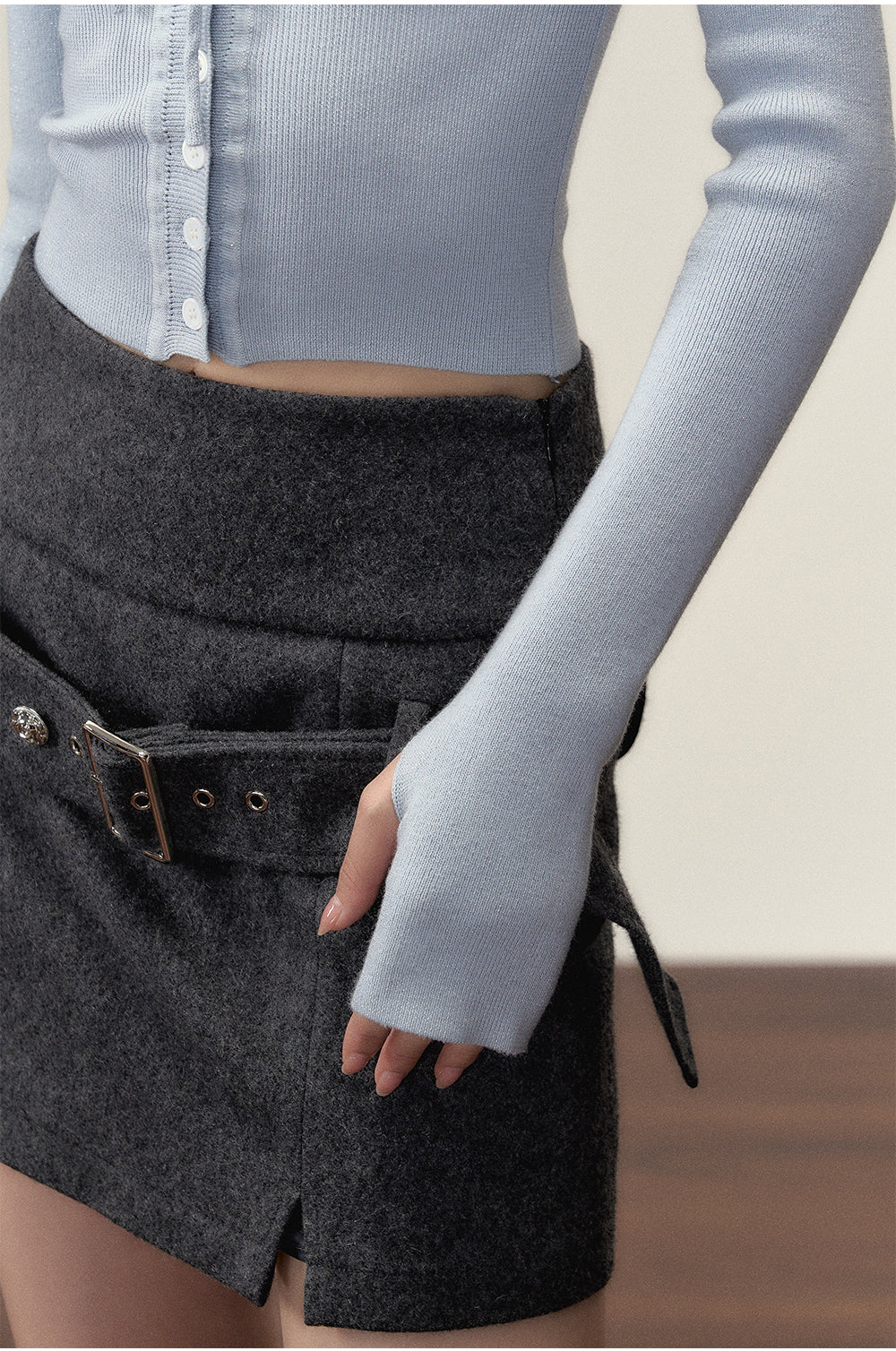 Black & Blue 2-in-1 Short V-neck Sweater