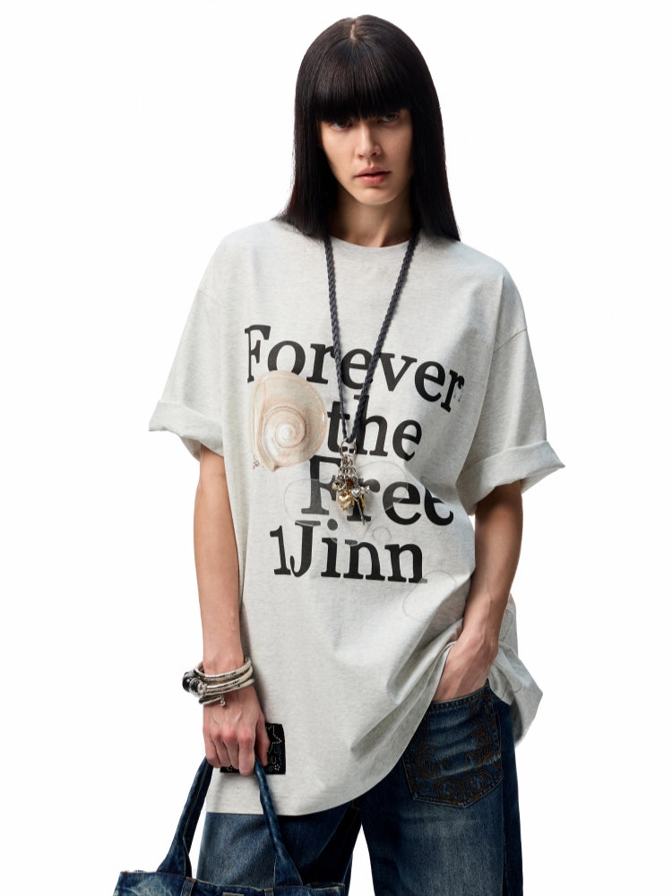 Oversize Floral Alphabet Printed T-shirt