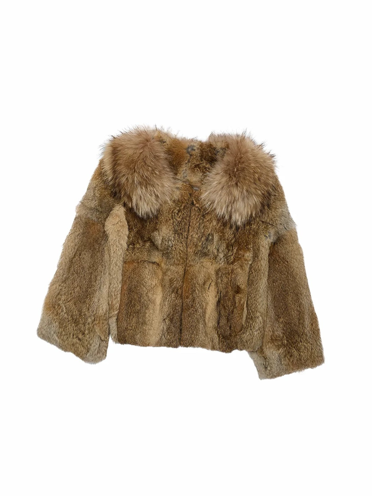 Rabbit Fur Cropped Collar Jacket