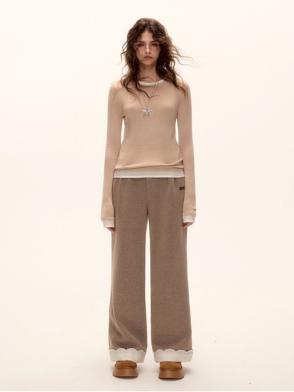Wool Embroidered Trim Pants