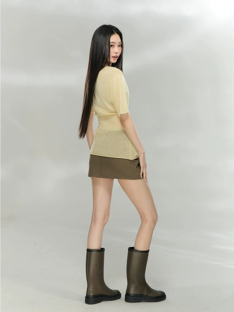 Cutout V-Neck Knit Top