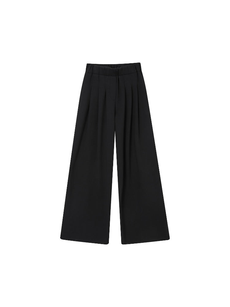 Off-Shoulder Irregular Blouse & Pleated Pants Set