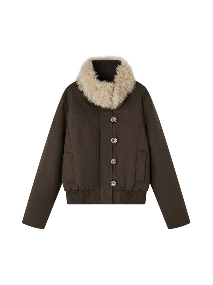Detachable Fur Collar Fitted Down Jacket