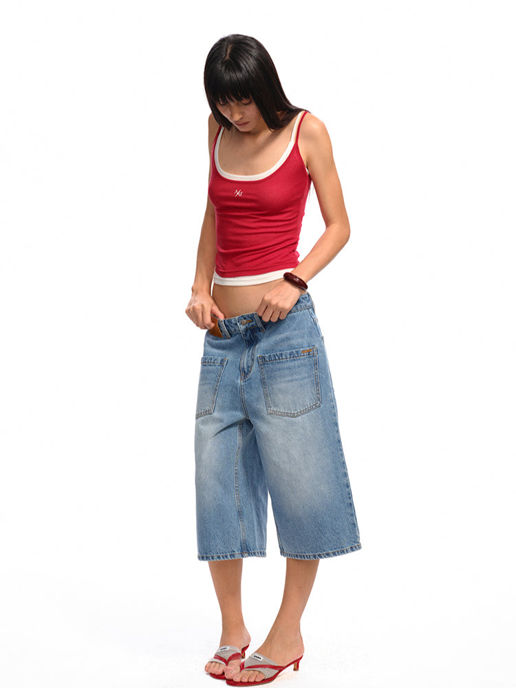 Washed Low - Rise 5 - Inch Denim Shorts