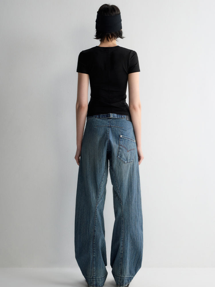 3D Cutting Micro Curved Knife Wide Leg Pants
