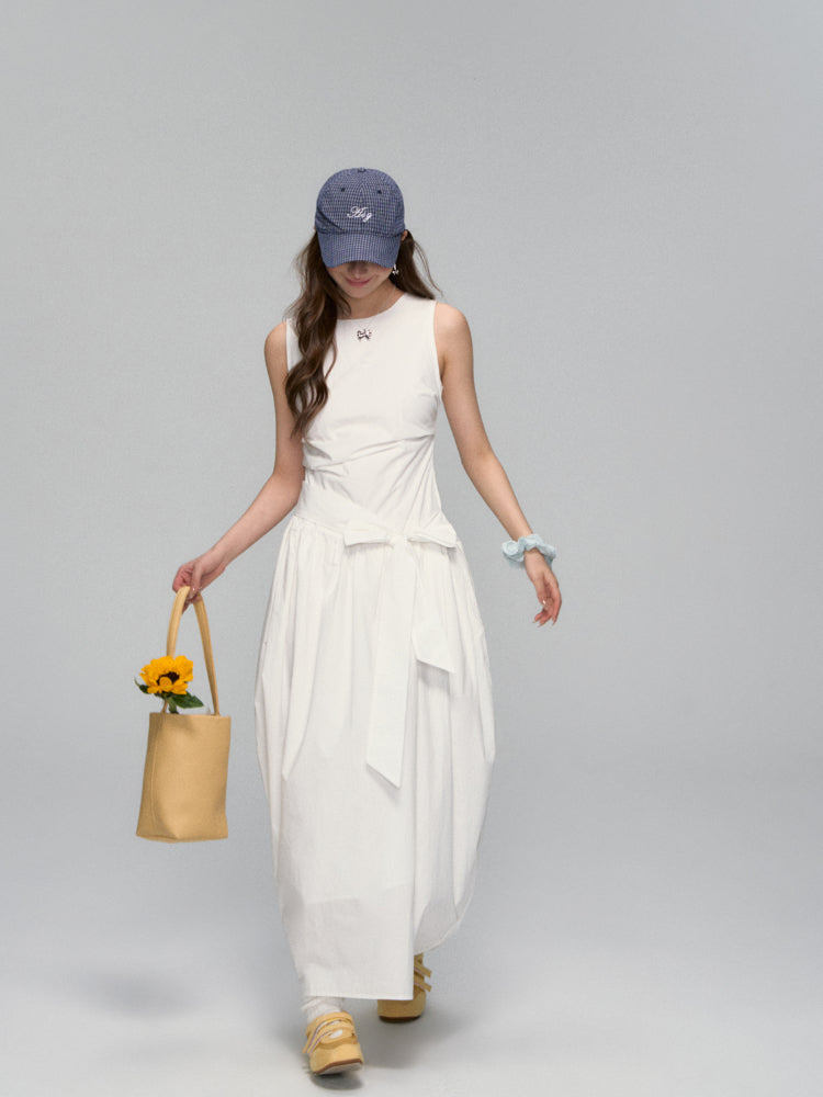 Sleeveless Tie-Waist A-Line Sundress