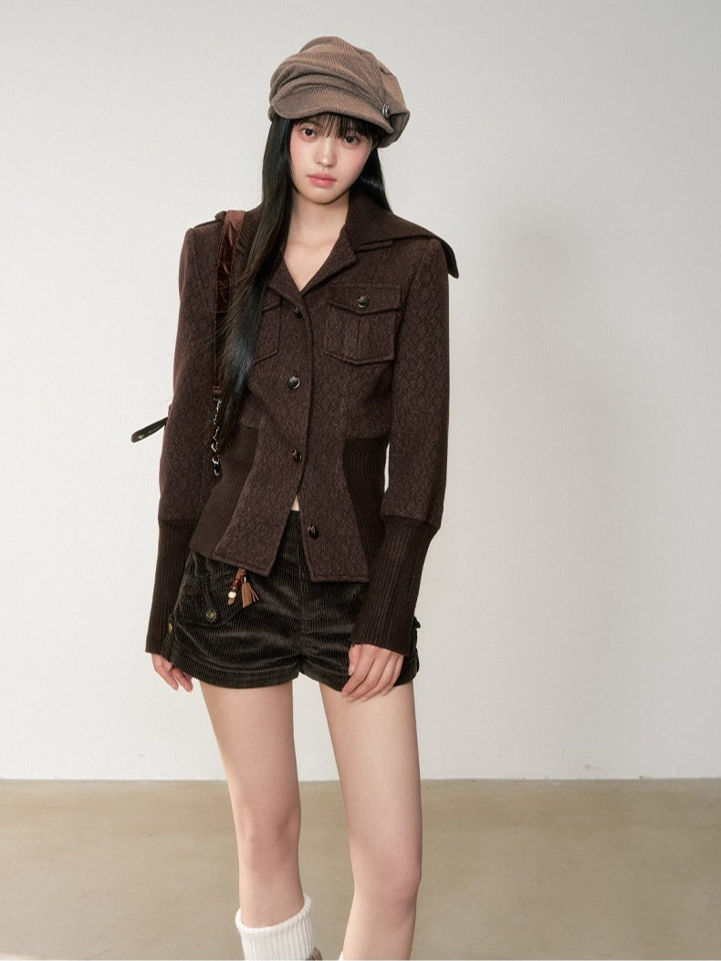 Vintage Sailor Collar Woolen Jacket