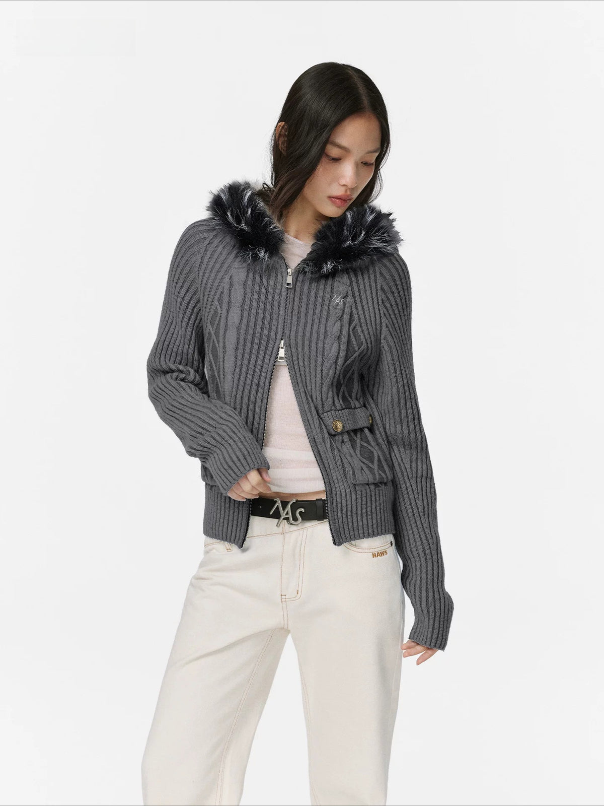 Solomon Cable Knit Hooded Cardigan