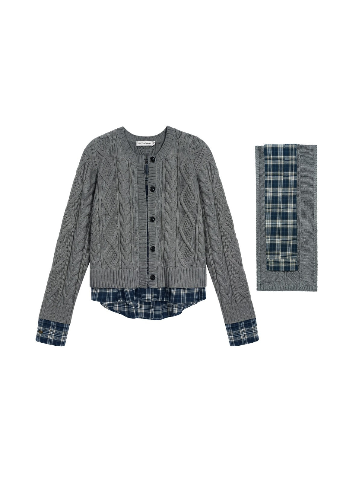 Cable Knit Cardigan & Scarf Set