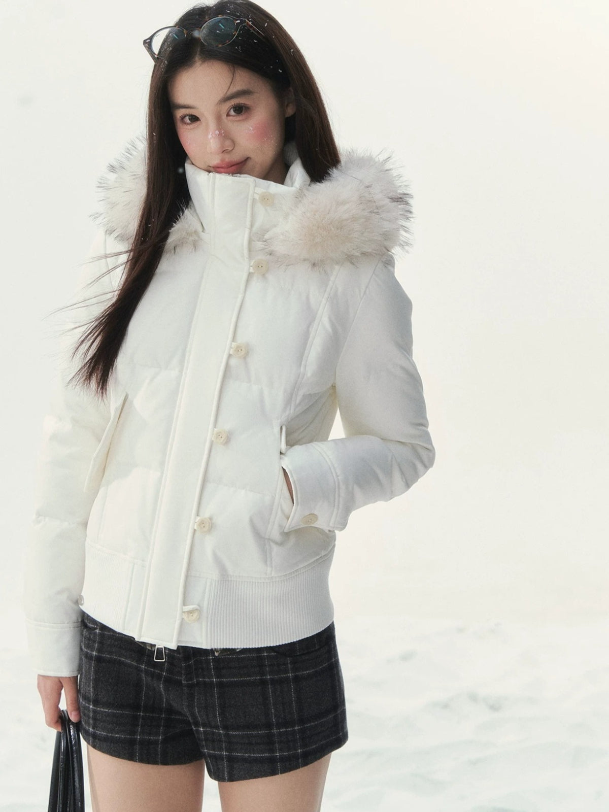 Vintage Fitted White Down Jacket