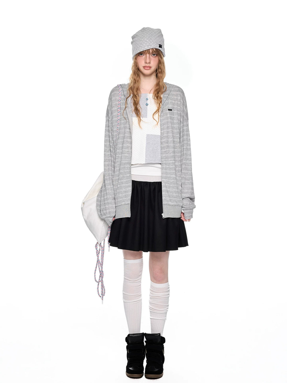 Striped Hooded Long Sleeve Top