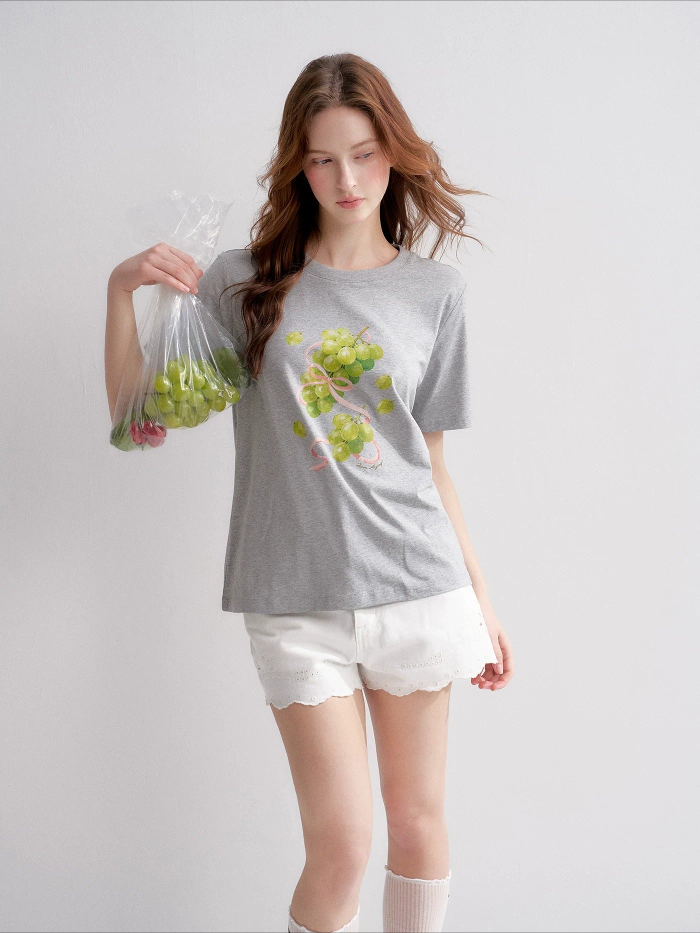 Grape Print Crewneck T-Shirt