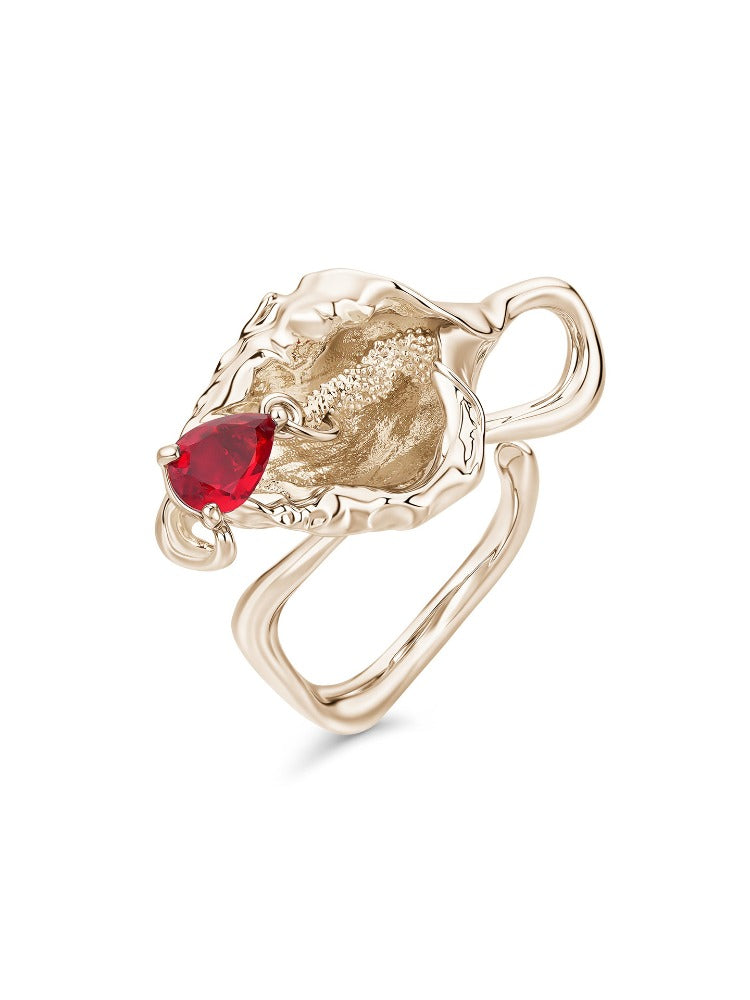 Floral Teardrop Open Ring