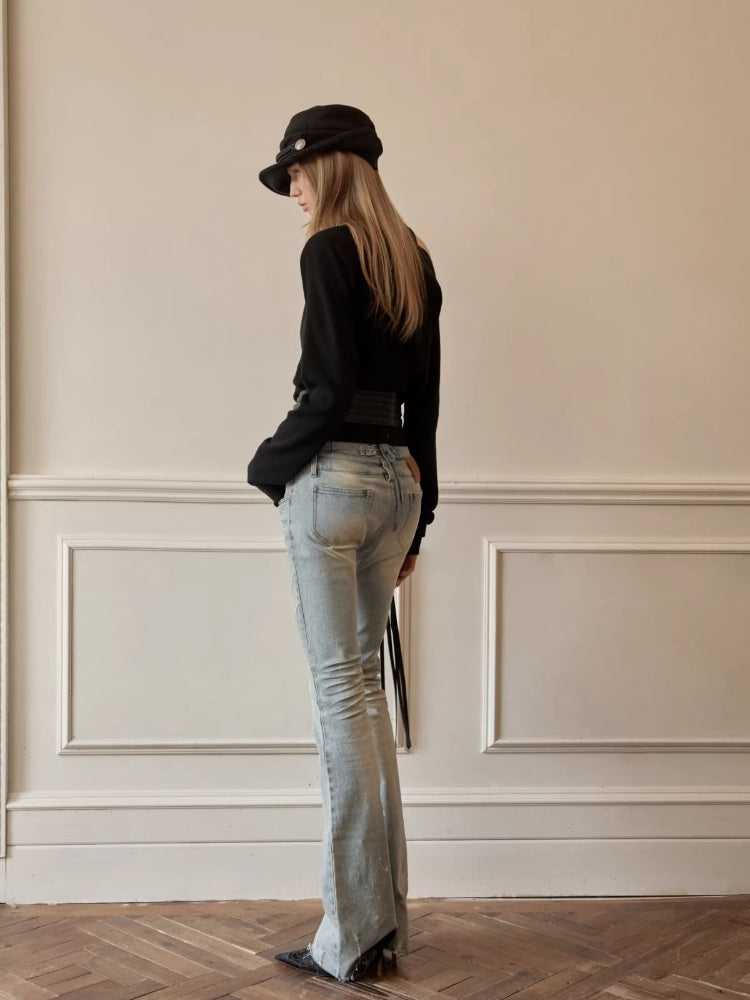 Washed High Waist Flare Jeans