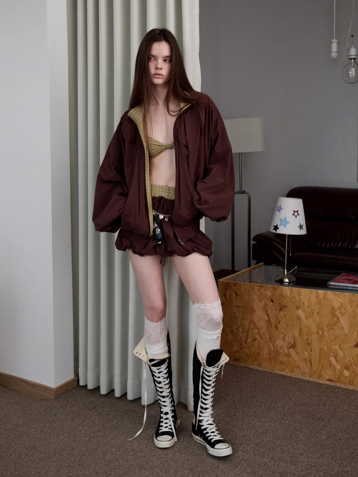 Patchwork Utility Hooded Jacket & Skirt Set